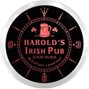 ADVPRO Harold's Irish Pub Custom Name Neon Sign Clock ncx0044-tm - Red