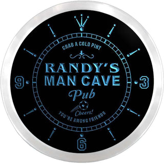 ADVPRO Randy's Man Cave Pub Custom Name Neon Sign Clock ncx0078-tm - Blue