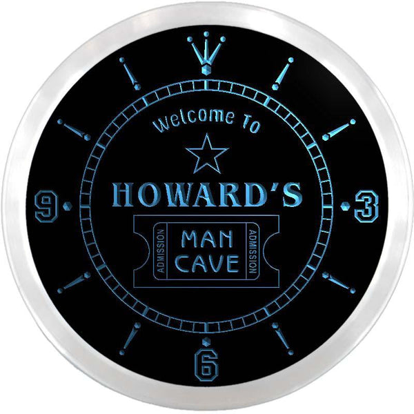 ADVPRO Howard's Man Cave Home Cinema Custom Name Neon Sign Clock ncx0080-tm - Blue