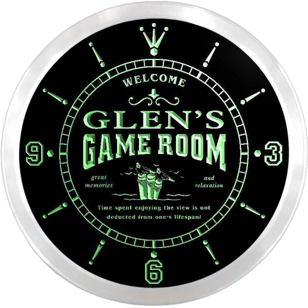 ADVPRO Glen's Beach House Game Room Custom Name Neon Sign Clock ncx0188-tm - Green