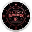 ADVPRO Glen's Beach House Game Room Custom Name Neon Sign Clock ncx0188-tm - Red