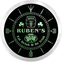 ADVPRO Ruben's Irish Game Room Bar Custom Name Neon Sign Clock ncx0205-tm - Green