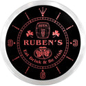 ADVPRO Ruben's Irish Game Room Bar Custom Name Neon Sign Clock ncx0205-tm - Red