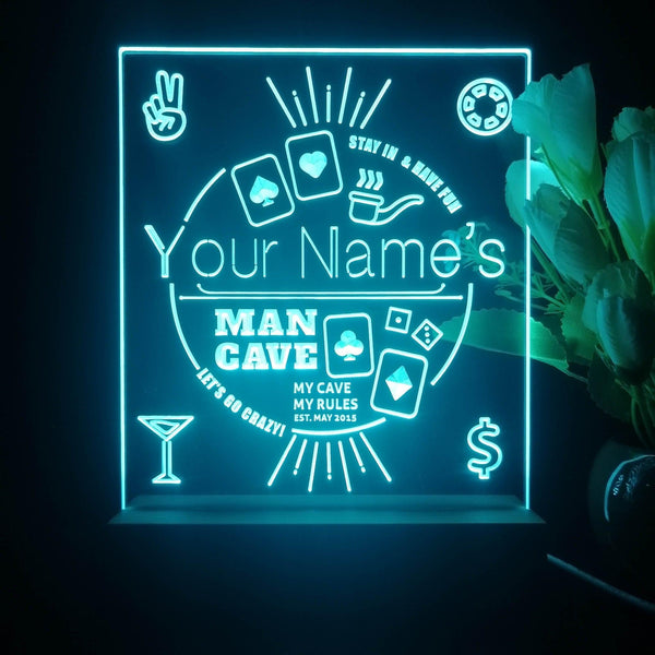 ADVPRO Man Cave_ Playing icon with middle circle Personalized Tabletop LED neon sign st5-p0022-tm - Sky Blue