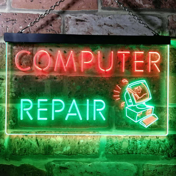ADVPRO Computer Repair Shop Dual Color LED Neon Sign st6-i0081 - Green & Red