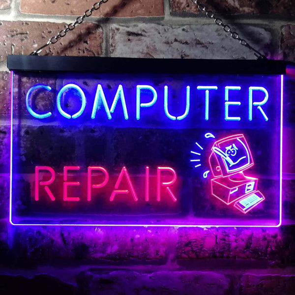 ADVPRO Computer Repair Shop Dual Color LED Neon Sign st6-i0081 - Red & Blue