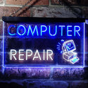 ADVPRO Computer Repair Shop Dual Color LED Neon Sign st6-i0081 - White & Blue