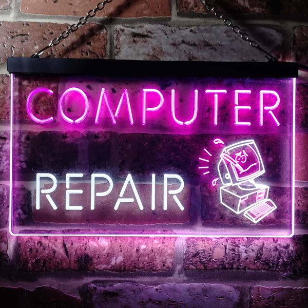 ADVPRO Computer Repair Shop Dual Color LED Neon Sign st6-i0081 - White & Purple