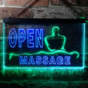 ADVPRO Open Massage Dual Color LED Neon Sign st6-i0155 - Green & Blue