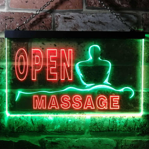 ADVPRO Open Massage Dual Color LED Neon Sign st6-i0155 - Green & Red