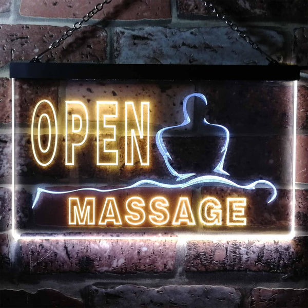 ADVPRO Open Massage Dual Color LED Neon Sign st6-i0155 - White & Yellow