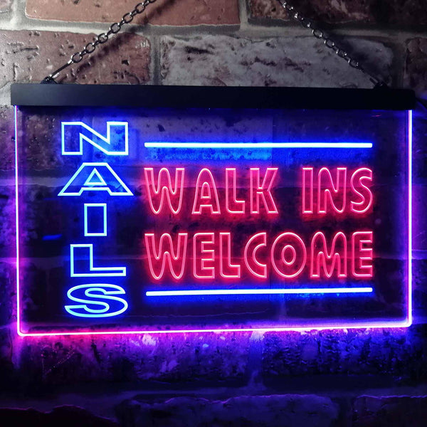 ADVPRO Nails Walk in Welcome Dual Color LED Neon Sign st6-i0159 - Blue & Red