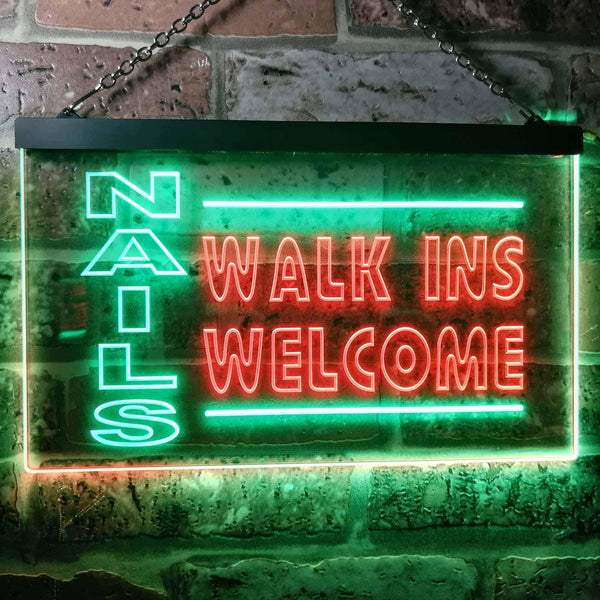 ADVPRO Nails Walk in Welcome Dual Color LED Neon Sign st6-i0159 - Green & Red