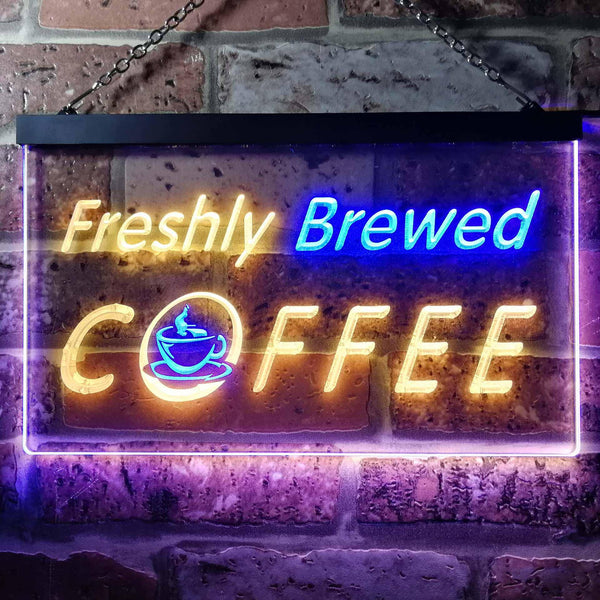 ADVPRO Freshly Brewed Coffee Kitchen Dual Color LED Neon Sign st6-i0170 - Blue & Yellow