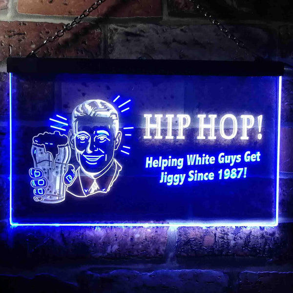 ADVPRO Hip Hop Helping White Guys Beer Bar Dual Color LED Neon Sign st6-i0171 - White & Blue