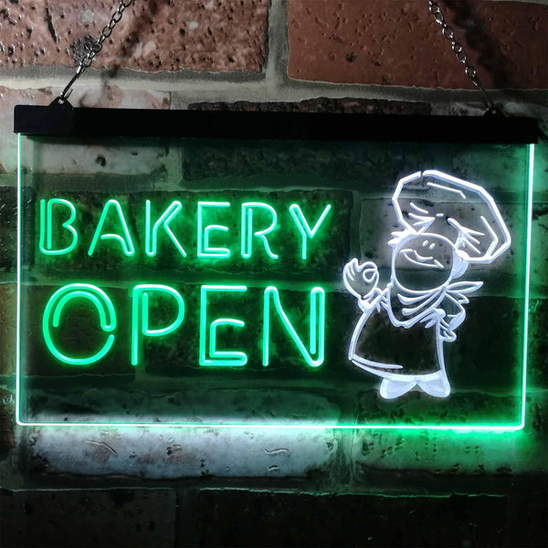 ADVPRO Bakery Open Shop Bread Display Dual Color LED Neon Sign st6-i0175 - White & Green