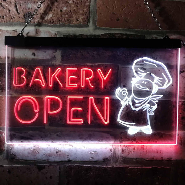 ADVPRO Bakery Open Shop Bread Display Dual Color LED Neon Sign st6-i0175 - White & Red