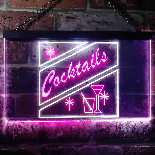 ADVPRO Cocktails Display Dual Color LED Neon Sign st6-i0191 - White & Purple