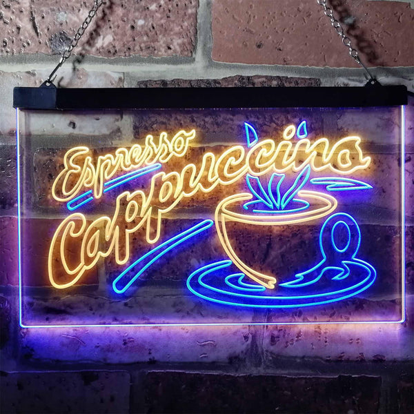 ADVPRO Espresso Cappuccino Coffee Shop Open Dual Color LED Neon Sign st6-i0220 - Blue & Yellow