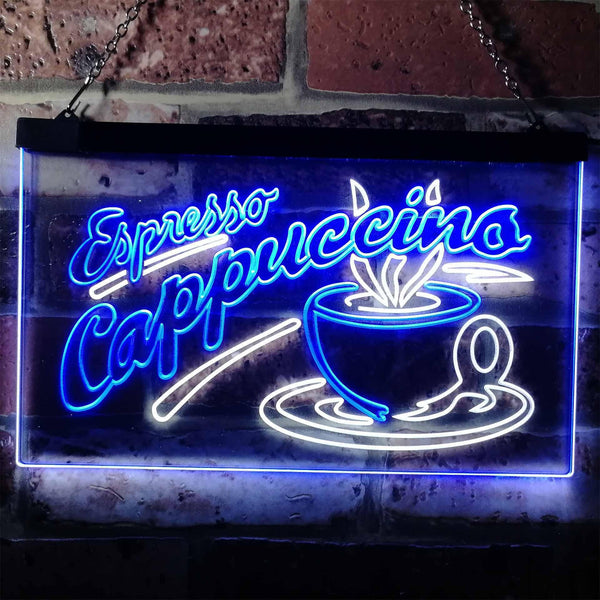 ADVPRO Espresso Cappuccino Coffee Shop Open Dual Color LED Neon Sign st6-i0220 - White & Blue