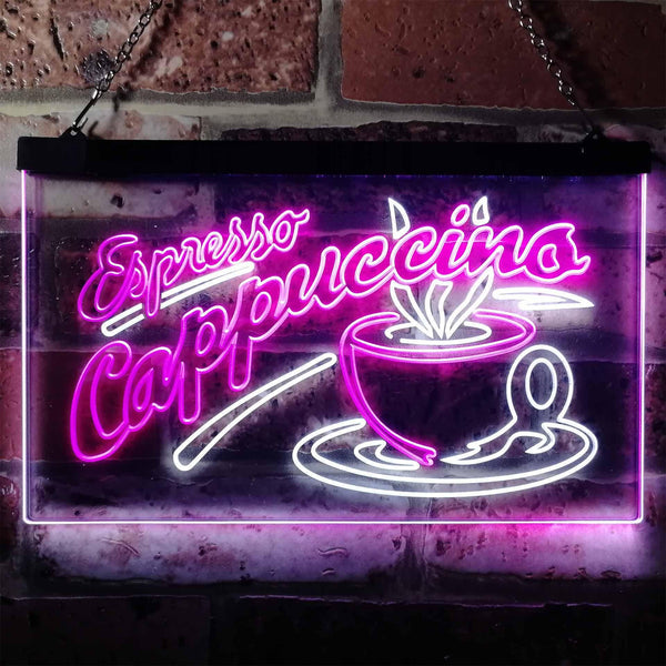 ADVPRO Espresso Cappuccino Coffee Shop Open Dual Color LED Neon Sign st6-i0220 - White & Purple