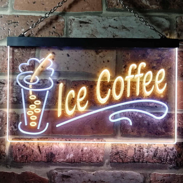 ADVPRO Ice Coffee Drink Dual Color LED Neon Sign st6-i0360 - White & Yellow