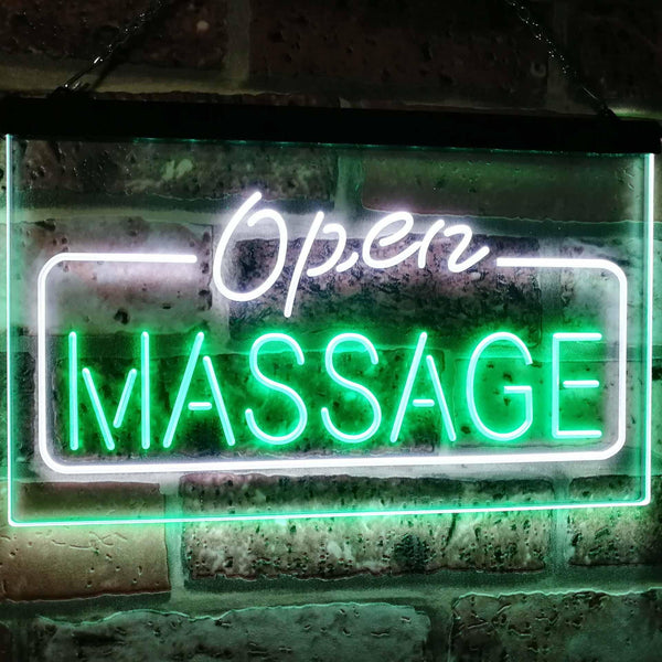 ADVPRO Massage Therapy Open Walk-in-Welcome Display Body Care Dual Color LED Neon Sign st6-i0365 - White & Green
