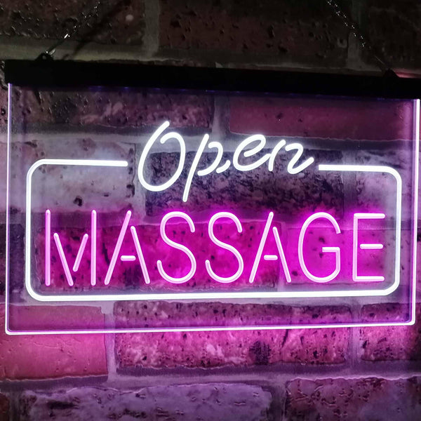 ADVPRO Massage Therapy Open Walk-in-Welcome Display Body Care Dual Color LED Neon Sign st6-i0365 - White & Purple
