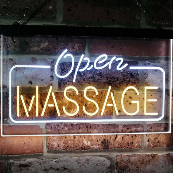 ADVPRO Massage Therapy Open Walk-in-Welcome Display Body Care Dual Color LED Neon Sign st6-i0365 - White & Yellow