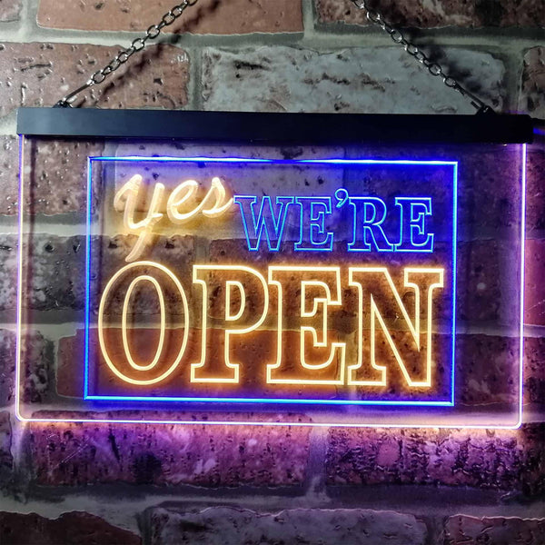 ADVPRO Yes We're Open Shop Dual Color LED Neon Sign st6-i0366 - Blue & Yellow