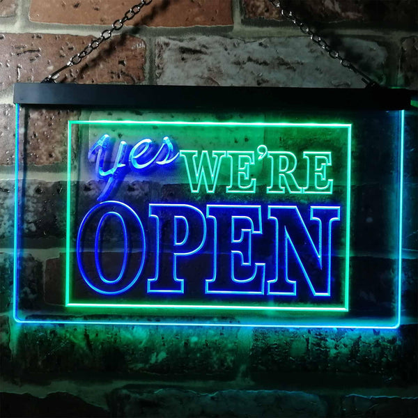 ADVPRO Yes We're Open Shop Dual Color LED Neon Sign st6-i0366 - Green & Blue