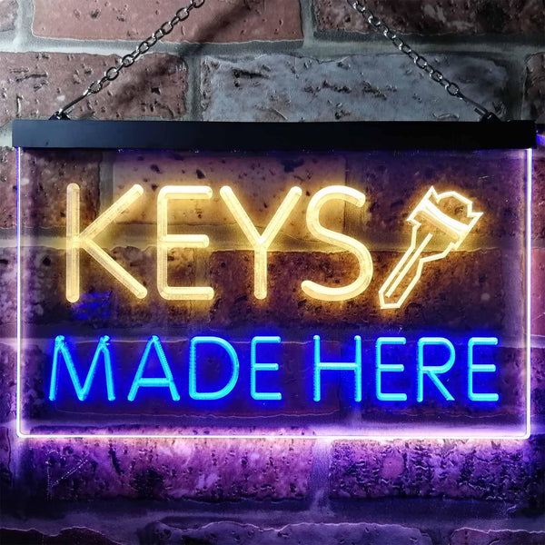 ADVPRO Key Made Here Shop Display Dual Color LED Neon Sign st6-i0520 - Blue & Yellow