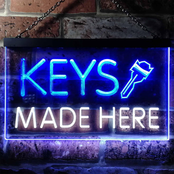 ADVPRO Key Made Here Shop Display Dual Color LED Neon Sign st6-i0520 - White & Blue
