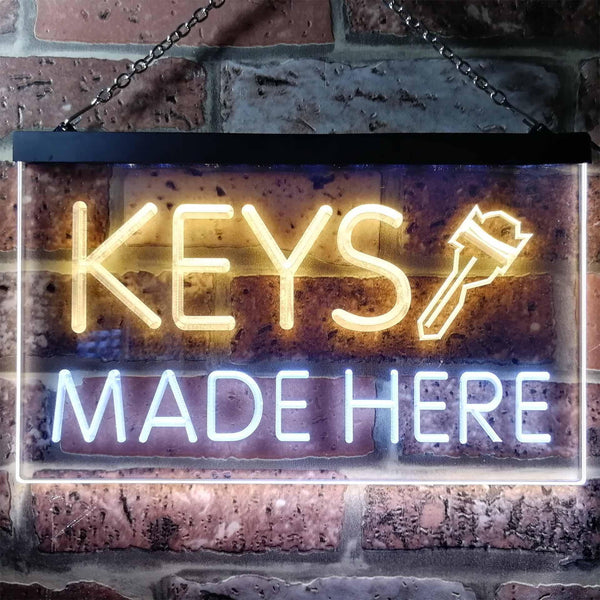 ADVPRO Key Made Here Shop Display Dual Color LED Neon Sign st6-i0520 - White & Yellow
