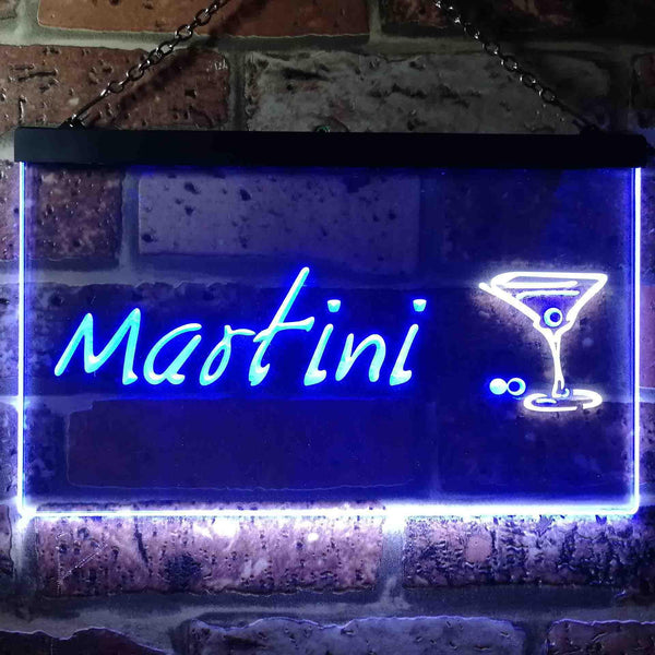 ADVPRO Martini Club Wine Bar Illuminated Dual Color LED Neon Sign st6-i0551 - White & Blue