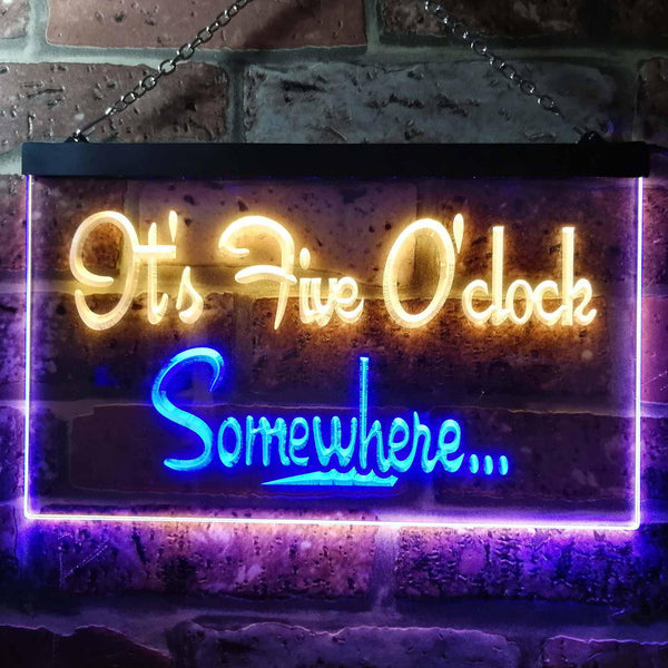 ADVPRO It's Five O'clock Somewhere Bar Illuminated Dual Color LED Neon Sign st6-i0574 - Blue & Yellow