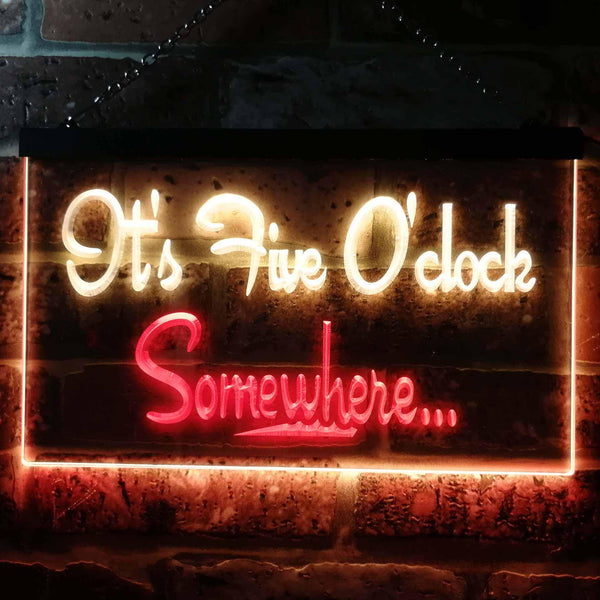 ADVPRO It's Five O'clock Somewhere Bar Illuminated Dual Color LED Neon Sign st6-i0574 - Red & Yellow