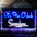 ADVPRO It's Five O'clock Somewhere Bar Illuminated Dual Color LED Neon Sign st6-i0574 - White & Blue