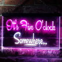ADVPRO It's Five O'clock Somewhere Bar Illuminated Dual Color LED Neon Sign st6-i0574 - White & Purple