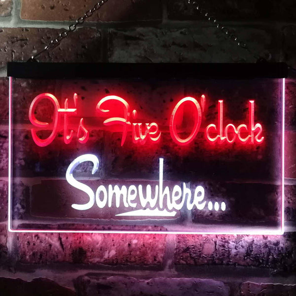 ADVPRO It's Five O'clock Somewhere Bar Illuminated Dual Color LED Neon Sign st6-i0574 - White & Red