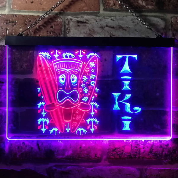 ADVPRO Tiki Bar Surf Illuminated Dual Color LED Neon Sign st6-i0584 - Red & Blue