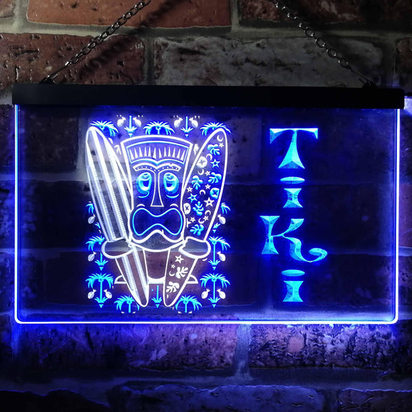 ADVPRO Tiki Bar Surf Illuminated Dual Color LED Neon Sign st6-i0584 - White & Blue