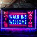 ADVPRO Nails Waxing Walk Ins Welcome Shop Illuminated Dual Color LED Neon Sign st6-i0632 - Blue & Red