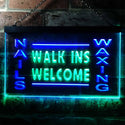ADVPRO Nails Waxing Walk Ins Welcome Shop Illuminated Dual Color LED Neon Sign st6-i0632 - Green & Blue
