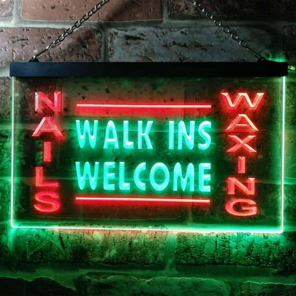 ADVPRO Nails Waxing Walk Ins Welcome Shop Illuminated Dual Color LED Neon Sign st6-i0632 - Green & Red