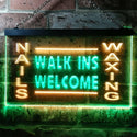 ADVPRO Nails Waxing Walk Ins Welcome Shop Illuminated Dual Color LED Neon Sign st6-i0632 - Green & Yellow