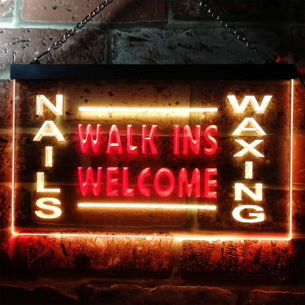 ADVPRO Nails Waxing Walk Ins Welcome Shop Illuminated Dual Color LED Neon Sign st6-i0632 - Red & Yellow
