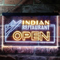 ADVPRO Indian Restaurant Open Illuminated Dual Color LED Neon Sign st6-i0643 - White & Yellow