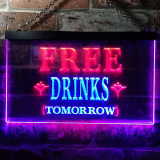 ADVPRO Free Drinks Tomorrow Bar Illuminated Dual Color LED Neon Sign st6-i0649 - Blue & Red