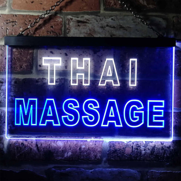 ADVPRO Thai Massage Illuminated Dual Color LED Neon Sign st6-i0731 - White & Blue